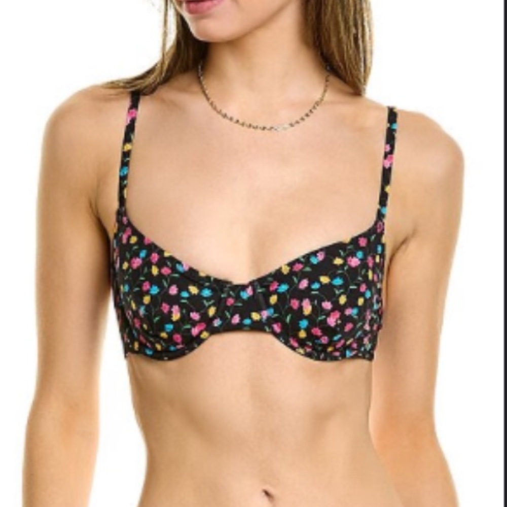 Floral Eva bikini top + bottom LARGE NWOT